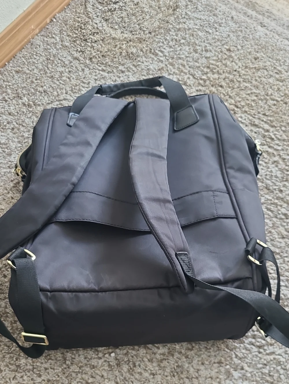 Delsey Paris Black Laptop Backpack with Gold Accent